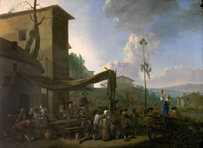 Święto Wiejskie, Chłopi wesele przed karczmą, początek lat 50. XVII wieku autorstwa Johannes Lingelbach