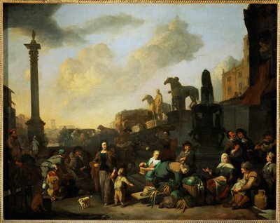 Le marche aux herbes a Rome - Targ ziołowy w Rzymie ... autorstwa Johannes Lingelbach
