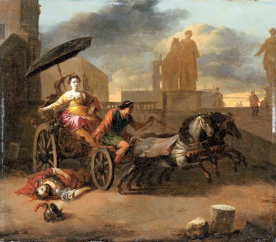 Śmierć Serviusa Tulliusa z Tullia w swoim rydwanie autorstwa Johannes Lingelbach