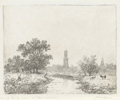 Widok na Utrecht(?) autorstwa Johannes Pieter van Wisselingh