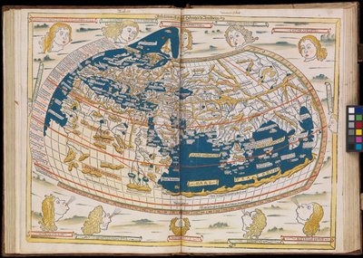 Pierwsze wydanie Ptolemeusza wydrukowane w Niemczech i pierwsze z mapami drzeworytowymi. Oryginalna oprawa. autorstwa Johannes Schnitzer