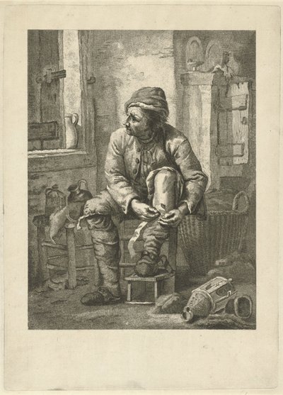 Mężczyzna bandażuje nogę autorstwa Johannes Schoenmakers