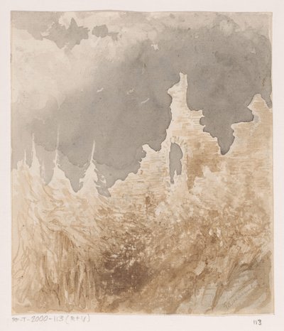 Zrujnuj między drzewami autorstwa Johannes Tavenraat (signed by artist)