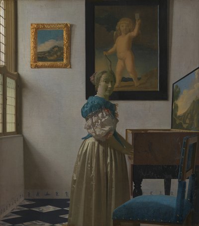 Eine junge Frau an einem Virginal autorstwa Johannes Vermeer