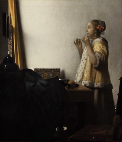 Młoda dama z naszyjnikiem z pereł autorstwa Johannes Vermeer
