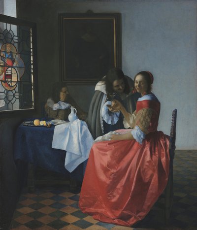 Młoda kobieta z kieliszkiem wina autorstwa Johannes Vermeer