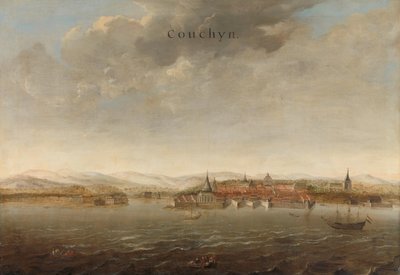 Widok na Cochin na Malabarskim Wybrzeżu Indii Widok na Cochin na wybrzeżu Malabar w Indiach Kuzyn (tytuł na obiekcie) autorstwa Johannes Vinckboons (attributed to)