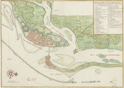 Wykres akwarelowy miasta Recife (Brazylia) w XVII wieku autorstwa Johannes Vingboons