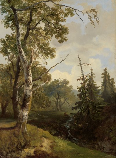 Widok na las w Wolfheze. autorstwa Johannes Warnardus Bilders