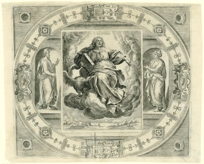Ewangelista Jan S. Iohañis (tytuł na obiekcie) Czterej ewangeliści (tytuł serii) autorstwa Johannes Wierix (rejected attribution)