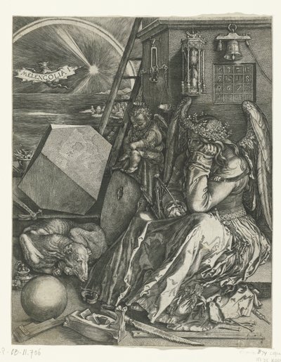 Melancholia Melencolia I (tytuł na obiekcie) autorstwa Johannes Wierix