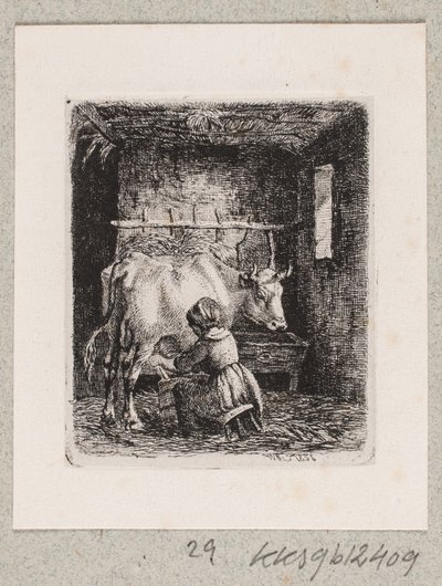 Dziewczyna doi krowę autorstwa Johannes Wilhelm Zillen