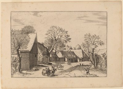 Farmy i szopa autorstwa Johannes and Lucas van Doetechum after Master of the Small Landscapes