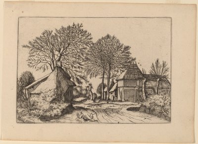 Droga ze stodołą i domkami autorstwa Johannes and Lucas van Doetechum after Master of the Small Landscapes