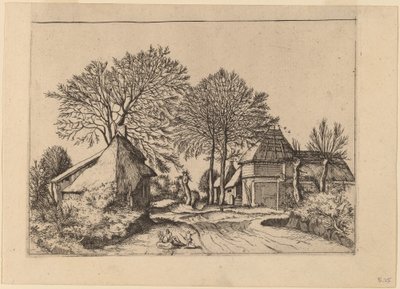 Droga ze stodołą i domkami autorstwa Johannes and Lucas van Doetechum after Master of the Small Landscapes