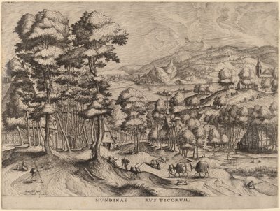 Rustykalny rynek autorstwa Johannes and Lucas van Doetechum after Pieter Bruegel the Elder