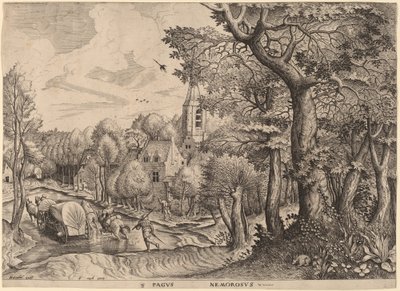 Pagus Nemorosus (Zadrzewiona wioska) autorstwa Johannes and Lucas van Doetechum after Pieter Bruegel the Elder