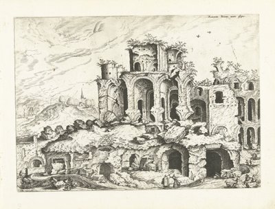 Trzeci widok ruin Palatynu Ruiny rzymskie, 1561 (tytuł serii) autorstwa Johannes of Lucas van Doetechum (attributed to)