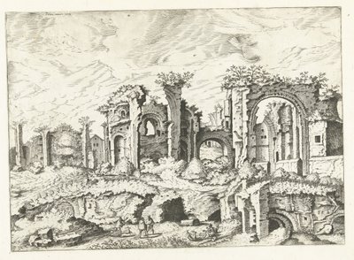 Czwarty widok ruin na Palatynie Ruiny rzymskie, 1561 (tytuł serii) autorstwa Johannes of Lucas van Doetechum (attributed to)