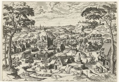 Pejzaż ze św. Antonim Salve Antoni (tytuł na obiekcie) Krajobrazy z opowieściami chrześcijańskimi (tytuł serii) autorstwa Johannes of Lucas van Doetechum