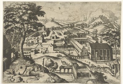 Krajobraz ze Świętym Hieronimem hieronimus in deserto (tytuł na obiekcie) Krajobrazy z opowieściami chrześcijańskimi (tytuł serii) autorstwa Johannes of Lucas van Doetechum