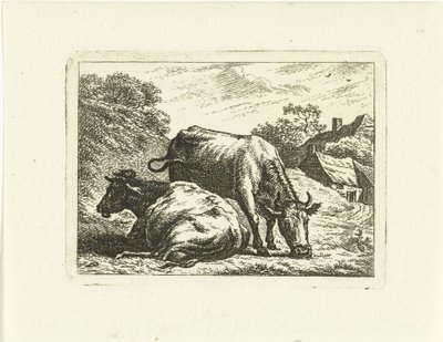 Dwie krowy wzdłuż drogi w gospodarstwie autorstwa Johannes van Cuylenburgh