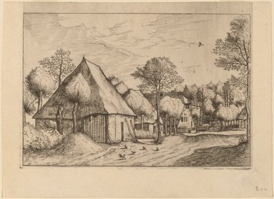 Gospodarstwo ze studnią do rysowania autorstwa Johannes van Doetechum, the Elder and Lucas