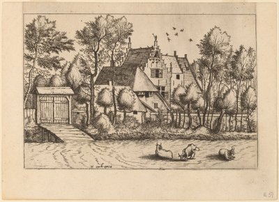 Dom na wsi z rowem autorstwa Johannes van Doetechum, the Elder and Lucas
