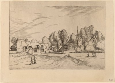 Wieś z wieżą kościelną autorstwa Johannes van Doetechum, the Elder and Lucas