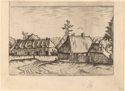 Farma i rząd domów autorstwa Johannes van Doetechum, the Elder and Lucas
