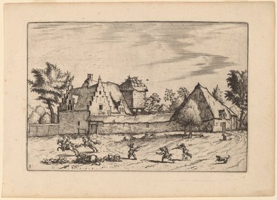 Farmy na dworze autorstwa Johannes van Doetechum, the Elder and Lucas