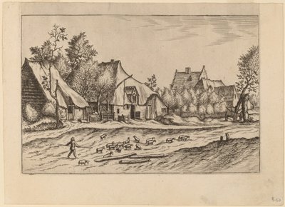 Farmy w wiosce autorstwa Johannes van Doetechum, the Elder and Lucas