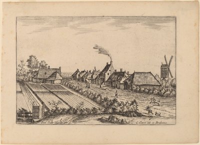 Pola i wiejska droga z Post Mill autorstwa Johannes van Doetechum, the Elder and Lucas