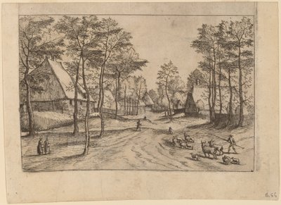 Wiejska ulica autorstwa Johannes van Doetechum, the Elder and Lucas