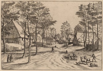 Wiejska ulica autorstwa Johannes van Doetechum, the Elder and Lucas