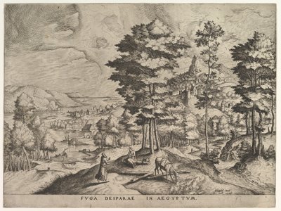 Ucieczka do Egiptu Ucieczka do Egiptu z Wielkich Pejzaży, ca. 1555-56. autorstwa Johannes van Doetecum I