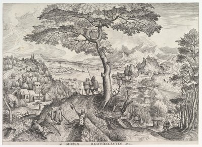 Żołnierze Rest Milites requiescentes z Wielkich Pejzaży, ca. 1555-56. autorstwa Johannes van Doetecum I