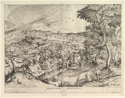 Belgijski Wagon Plaustrum Belgicum z Wielkich Pejzaży, ca. 1555-56. autorstwa Johannes van Doetecum I