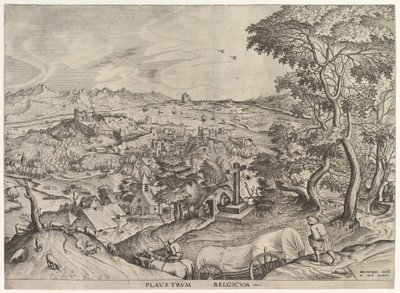 Belgijski Wagon Plaustrum Belgicum z Wielkich Pejzaży, ca. 1555-56. autorstwa Johannes van Doetecum I