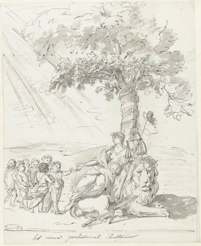 Ustanowienie Rządu Ludowego, dekoracja na Amstelveld, 1795 Nowa prowizoryczna Rada (tytuł na przedmiocie) autorstwa Johannes van Dregt (rejected attribution)