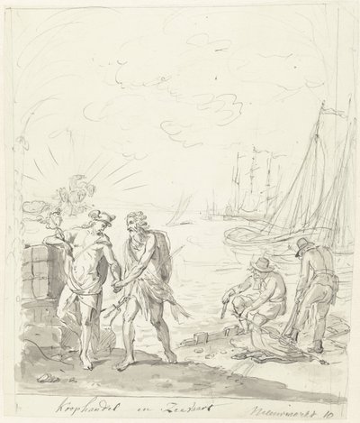 Handel i Żegluga, dekoracja na Nieuwmarkt, 1795 Handel i wysyłka (tytuł na obiekcie) autorstwa Johannes van Dregt (rejected attribution)