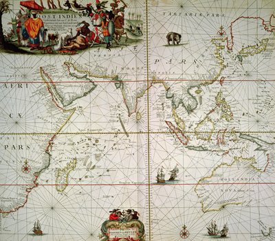 Mapa Afryki, Indii, Oceanu Indyjskiego i Indii Wschodnich autorstwa Johannes van Keulen