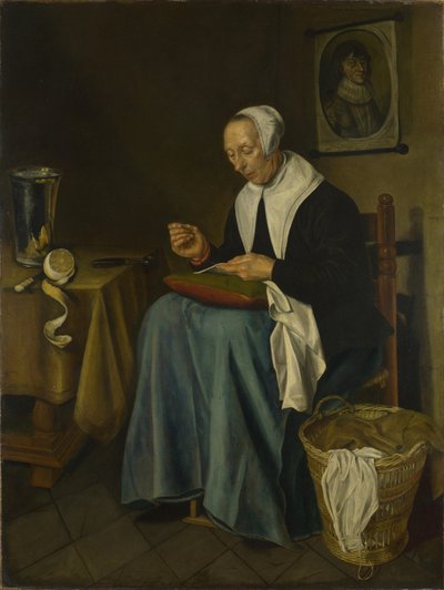 Siedząca Stara Kobieta, 1655 autorstwa Johannes van der Aeck
