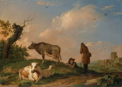 „Krajobraz z bydłem”, 1670-1690 autorstwa Johannes van der Bent
