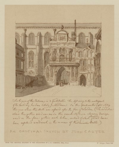 Widok południowy wejścia do Guildhall, City of London (lito) autorstwa John (after) Carter