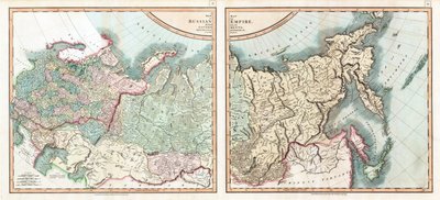 Mapa Imperium Rosyjskiego podzielonego na swoje rządy par Cary, John (ok. 1754-1835). Akwaforta, akwarela autorstwa John (after) Cary