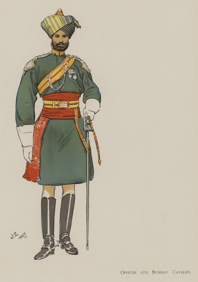 Oficer 6. Kawalerii Bombajskiej (czarna lito) autorstwa John (after) Charlton