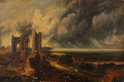 Zamek Hadleigh, ujście Tamizy - poranek po burzliwej nocy (olej na płótnie) autorstwa John (after) Constable