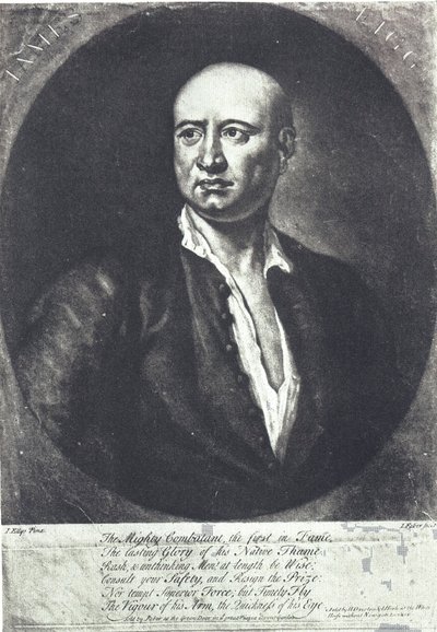 James Figg, pierwszy angielski mistrz boksu na gołe pięści, zmarł w 1734 r. (Grawerowanie) autorstwa John (after) Ellys
