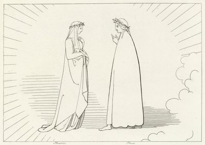 Beatrice i Dante, Raj, Canto 7 (grafika) autorstwa John (after) Flaxman